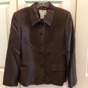 Women's Talbots Brown Rayon Linen Blazer Jacket 6P
